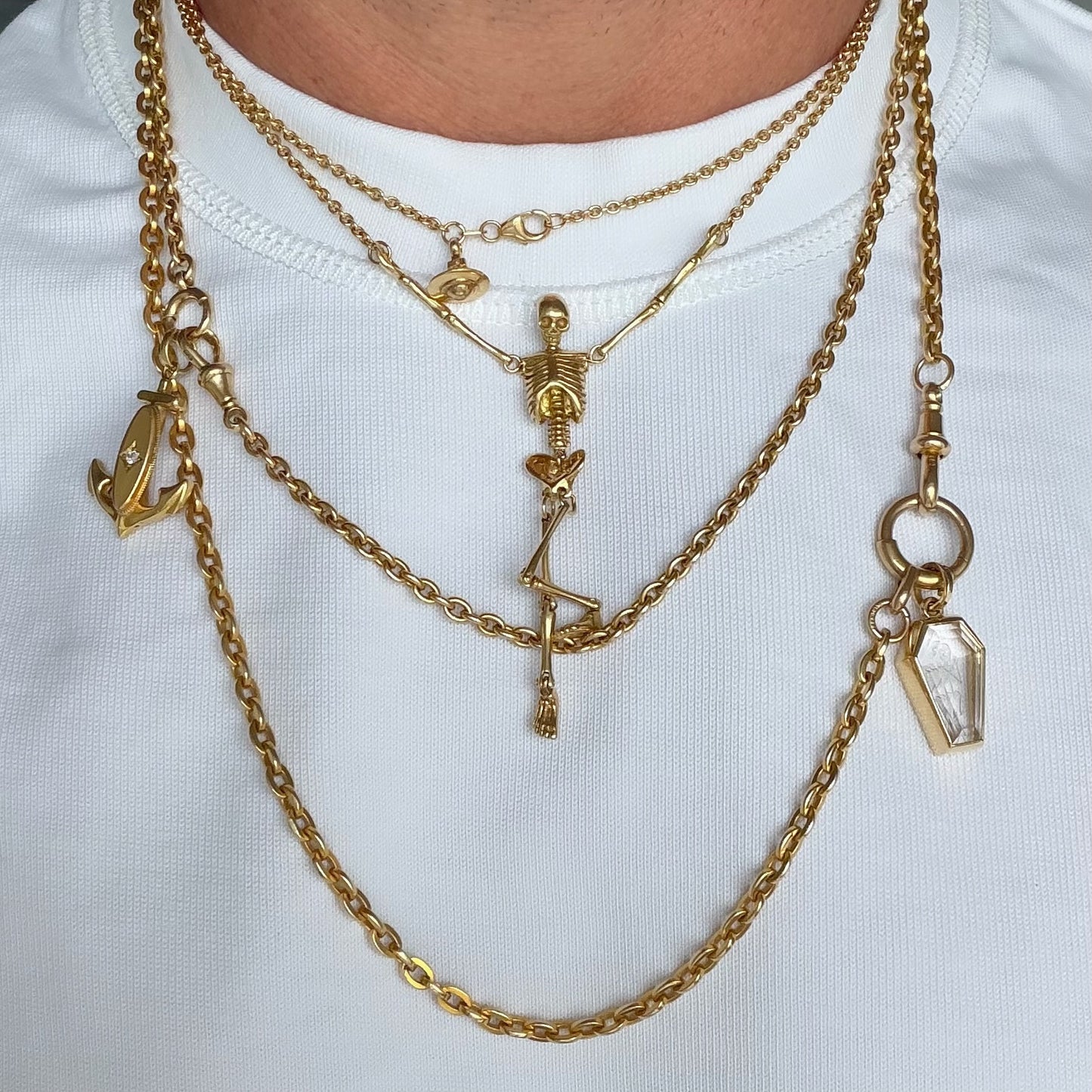 18ct gold skeleton necklace
