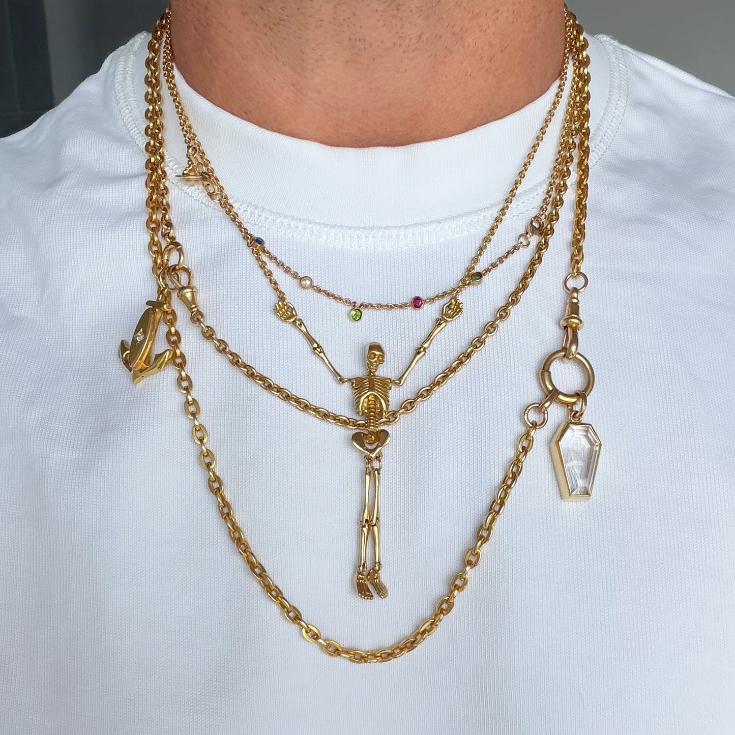 18ct gold skeleton necklace