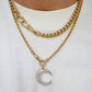 Antique 15ct gold, silver & old cut diamond crescent pendant