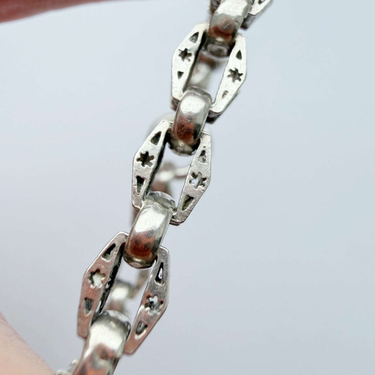 Antique silver stars & bars bracelet