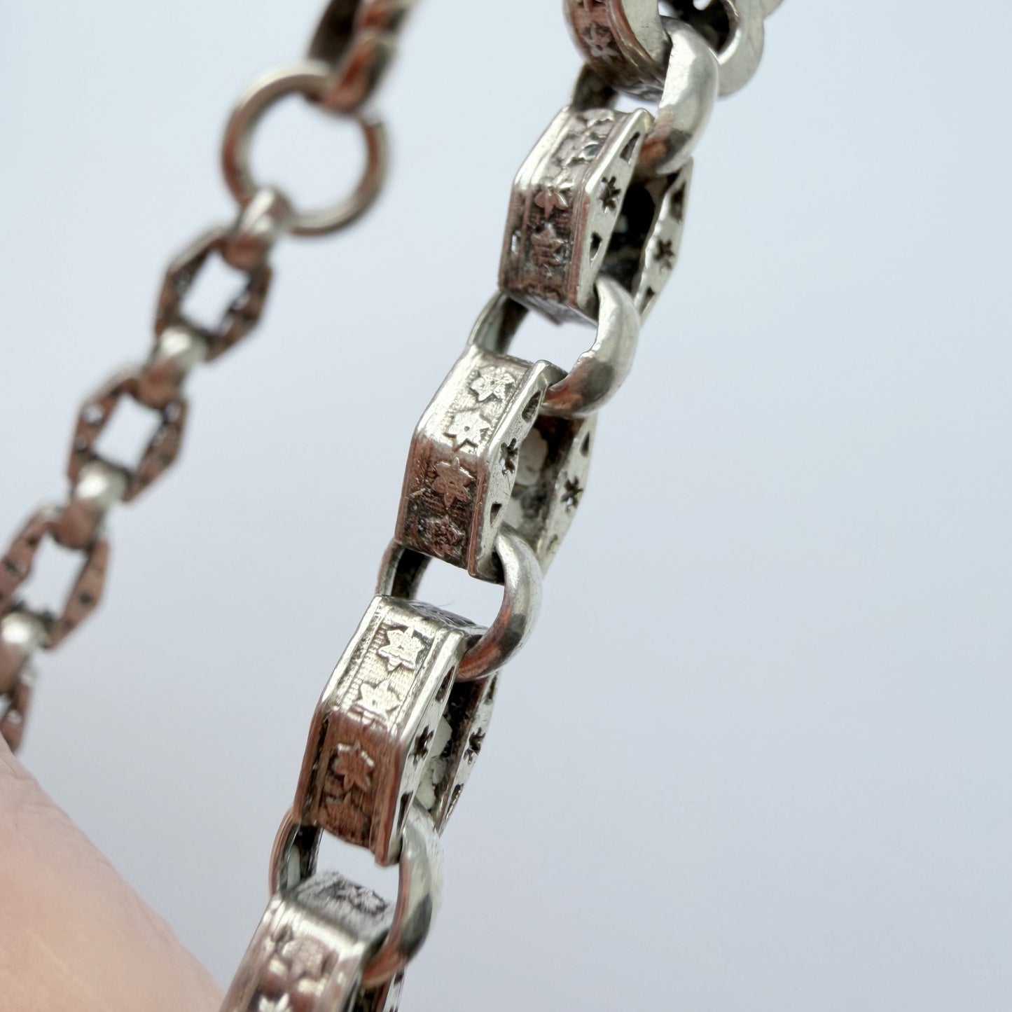 Antique silver stars & bars bracelet