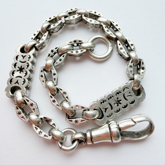 Antique silver stars & bars bracelet