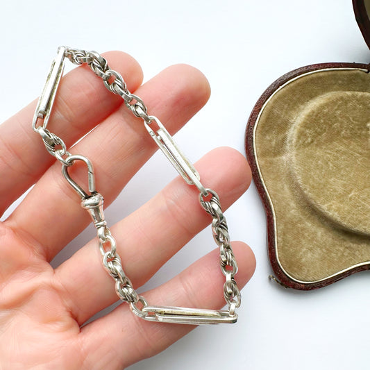 Antique silver trombone bracelet
