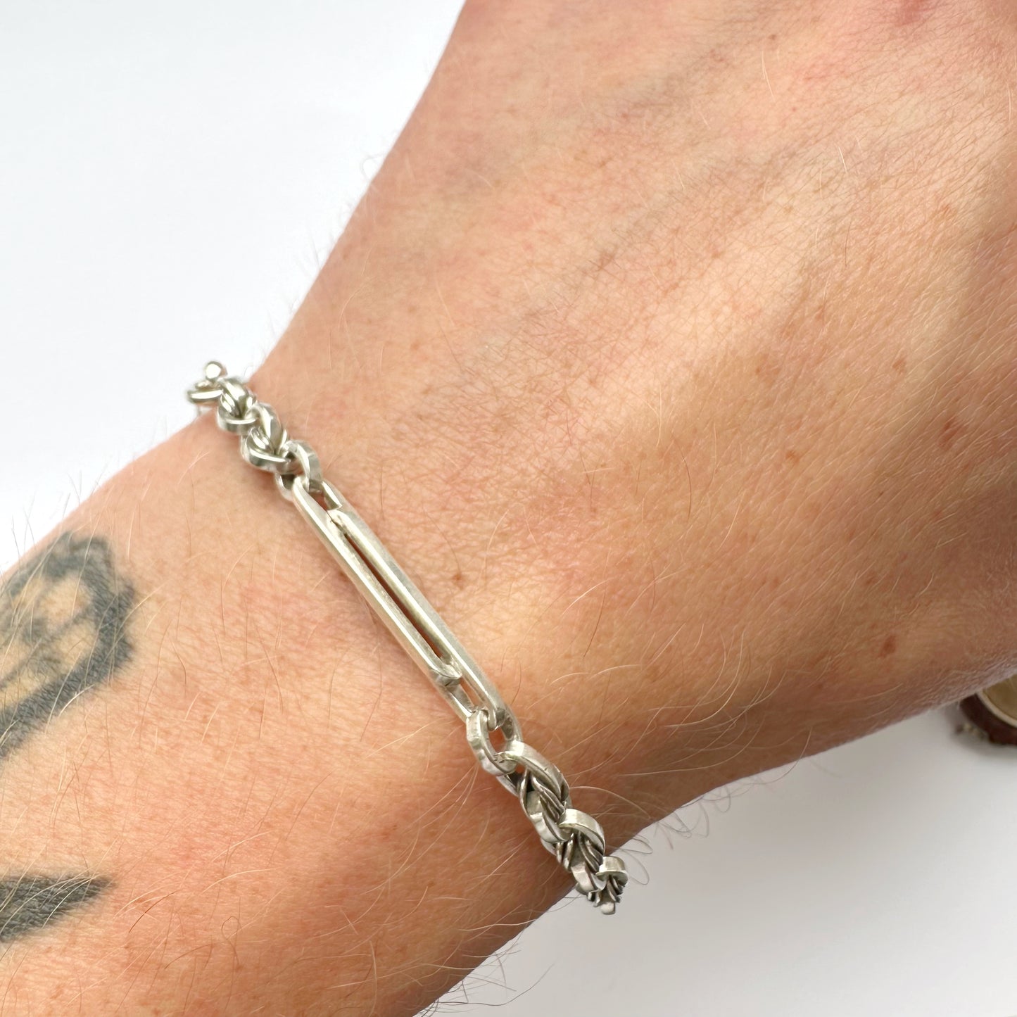 Antique silver trombone bracelet