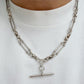 Antique silver trombone & lovers knot Albert chain