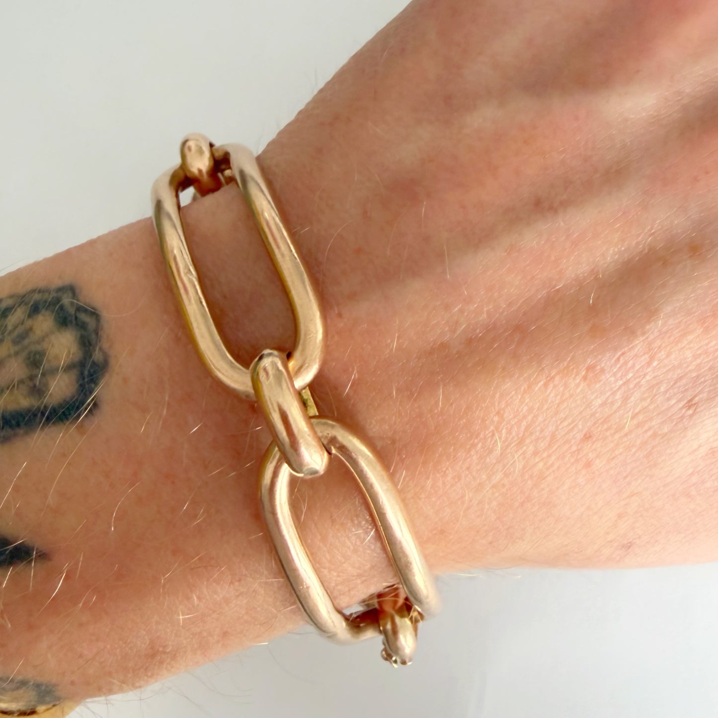 Antique 9ct gold large link bracelet