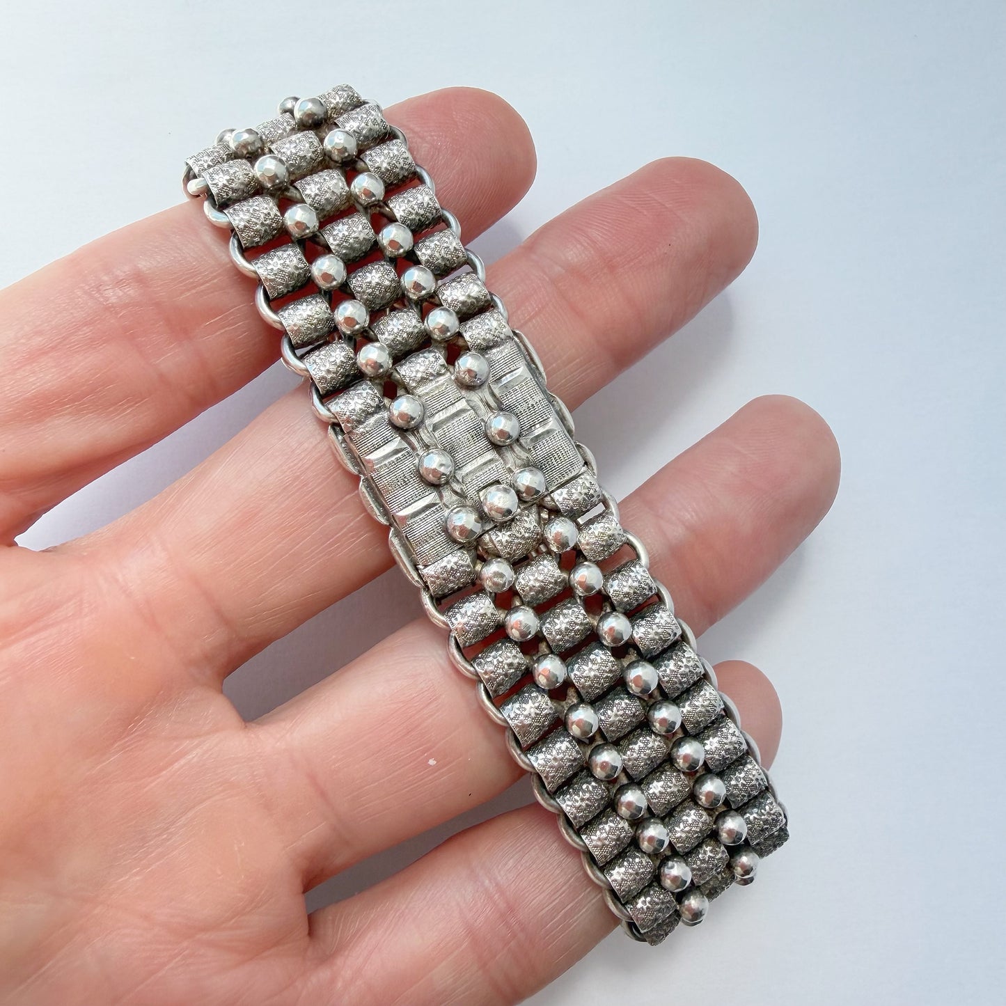 Antique silver stars cuff bracelet