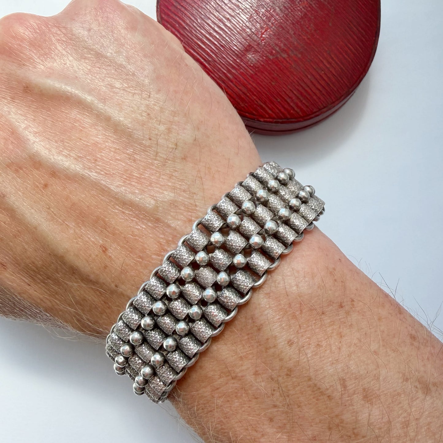 Antique silver stars cuff bracelet