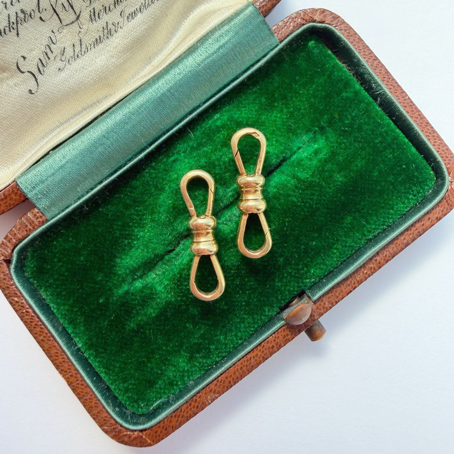 French antique 18ct gold double dog clip