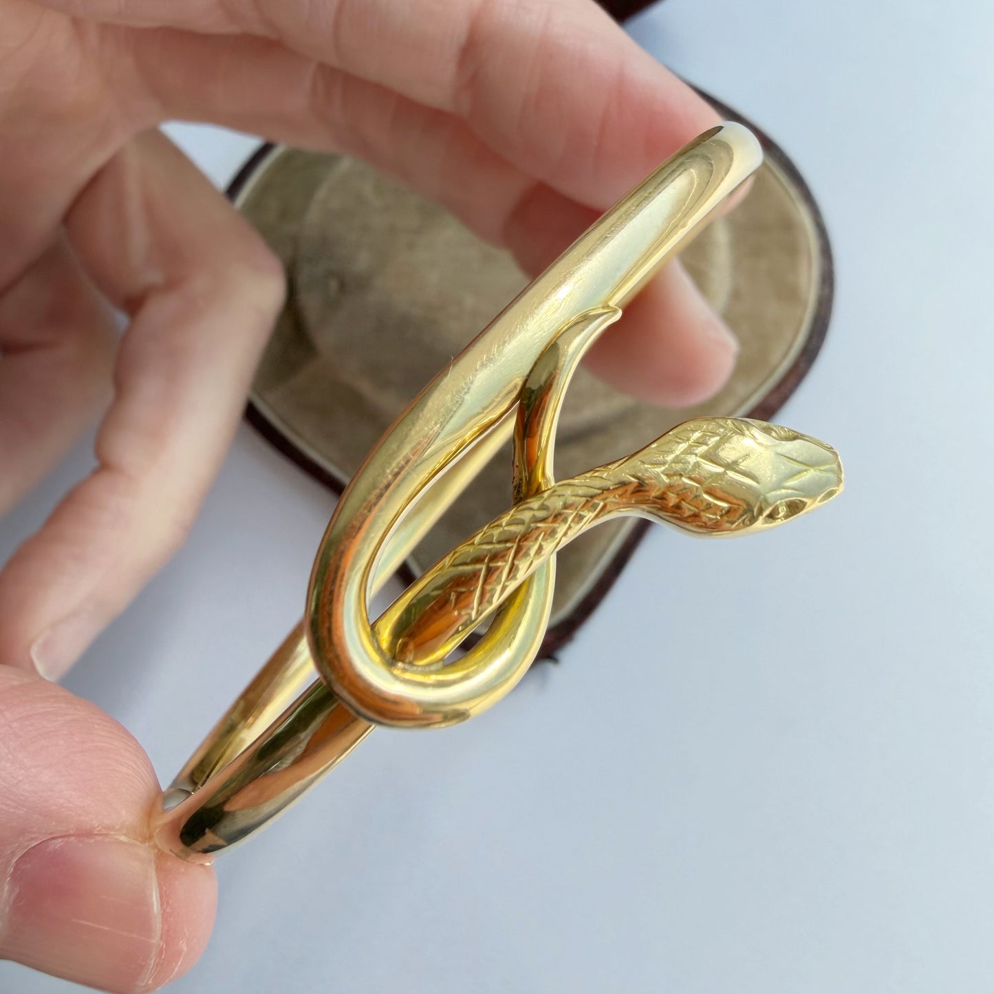 French vintage 18ct gold snake bracelet