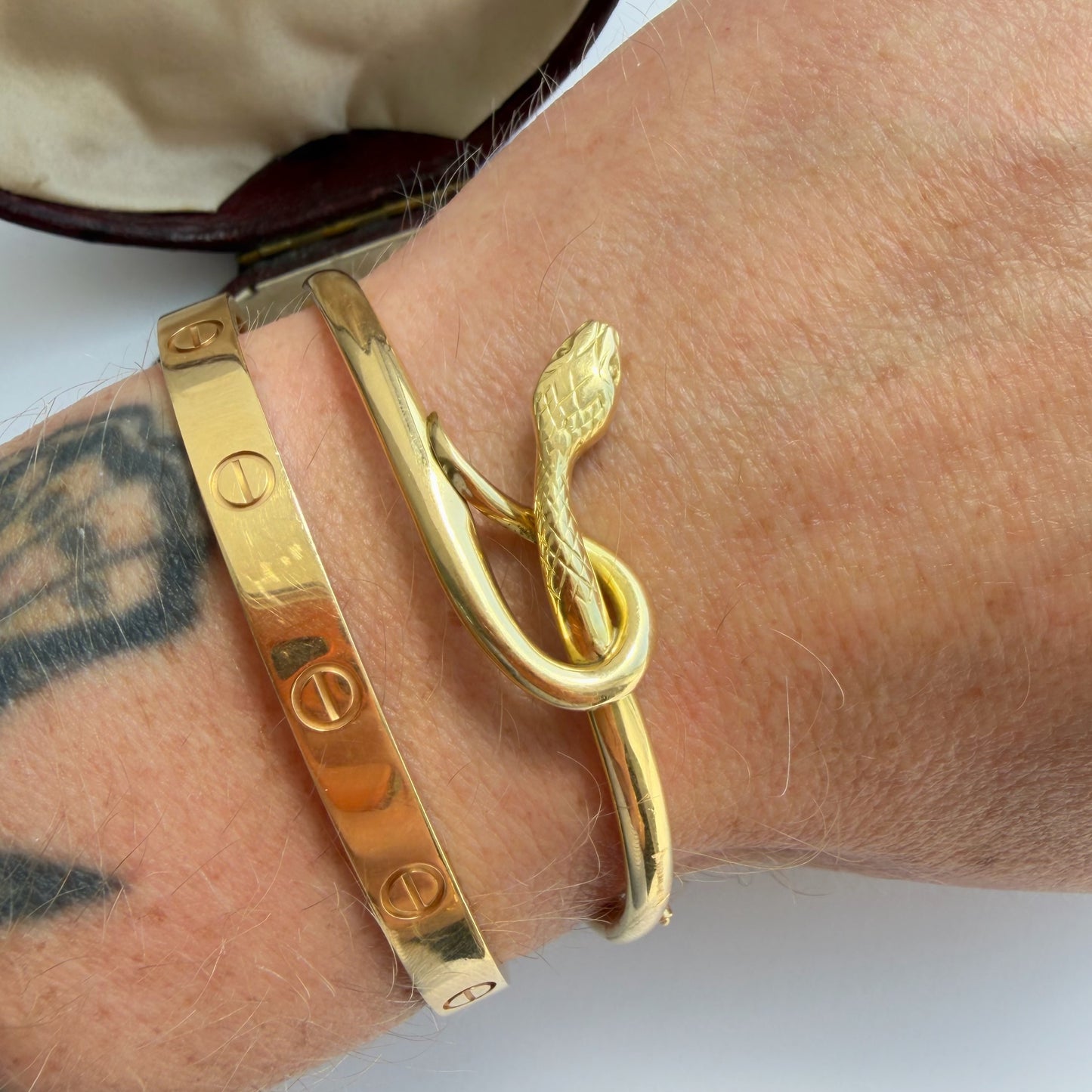 French vintage 18ct gold snake bracelet
