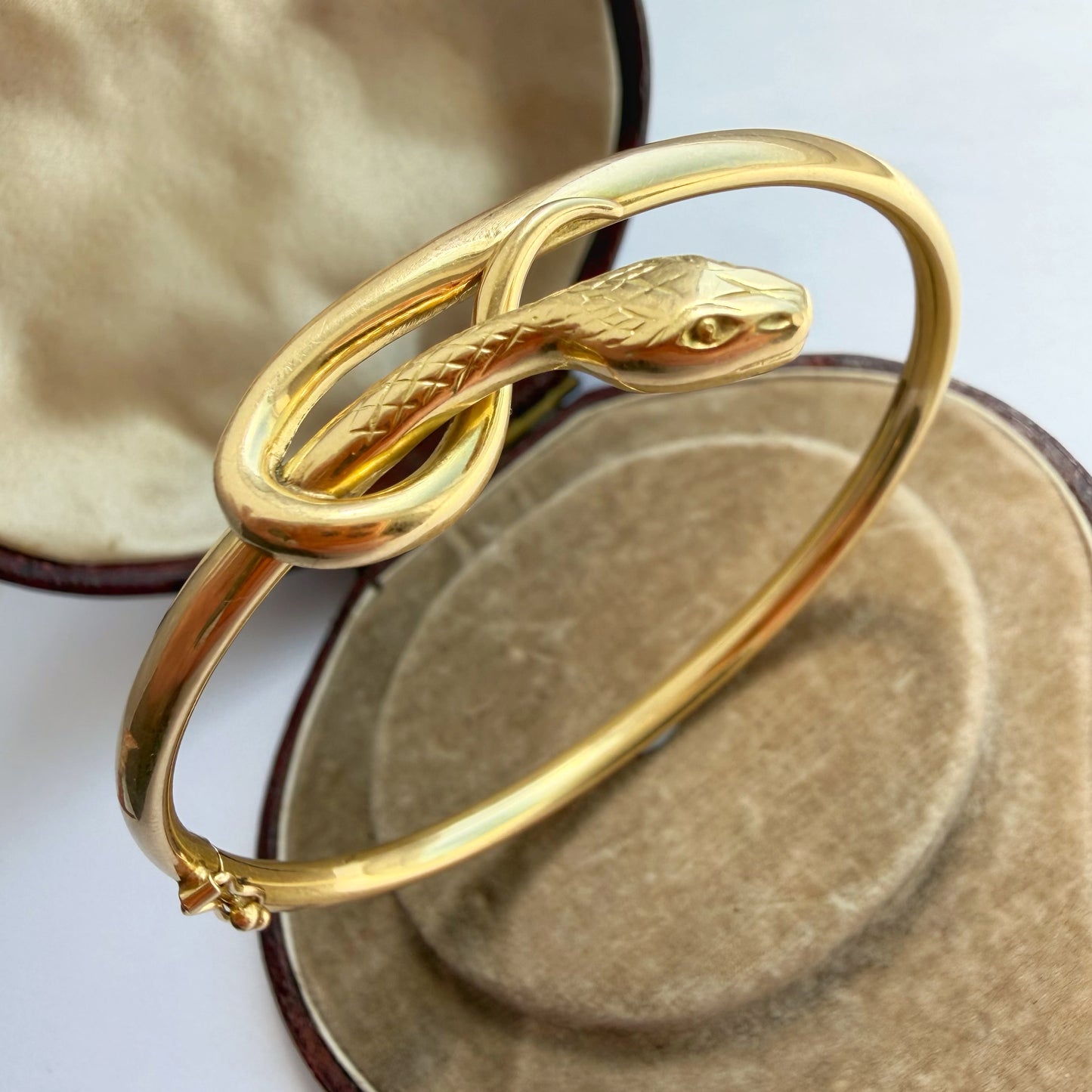 French vintage 18ct gold snake bracelet