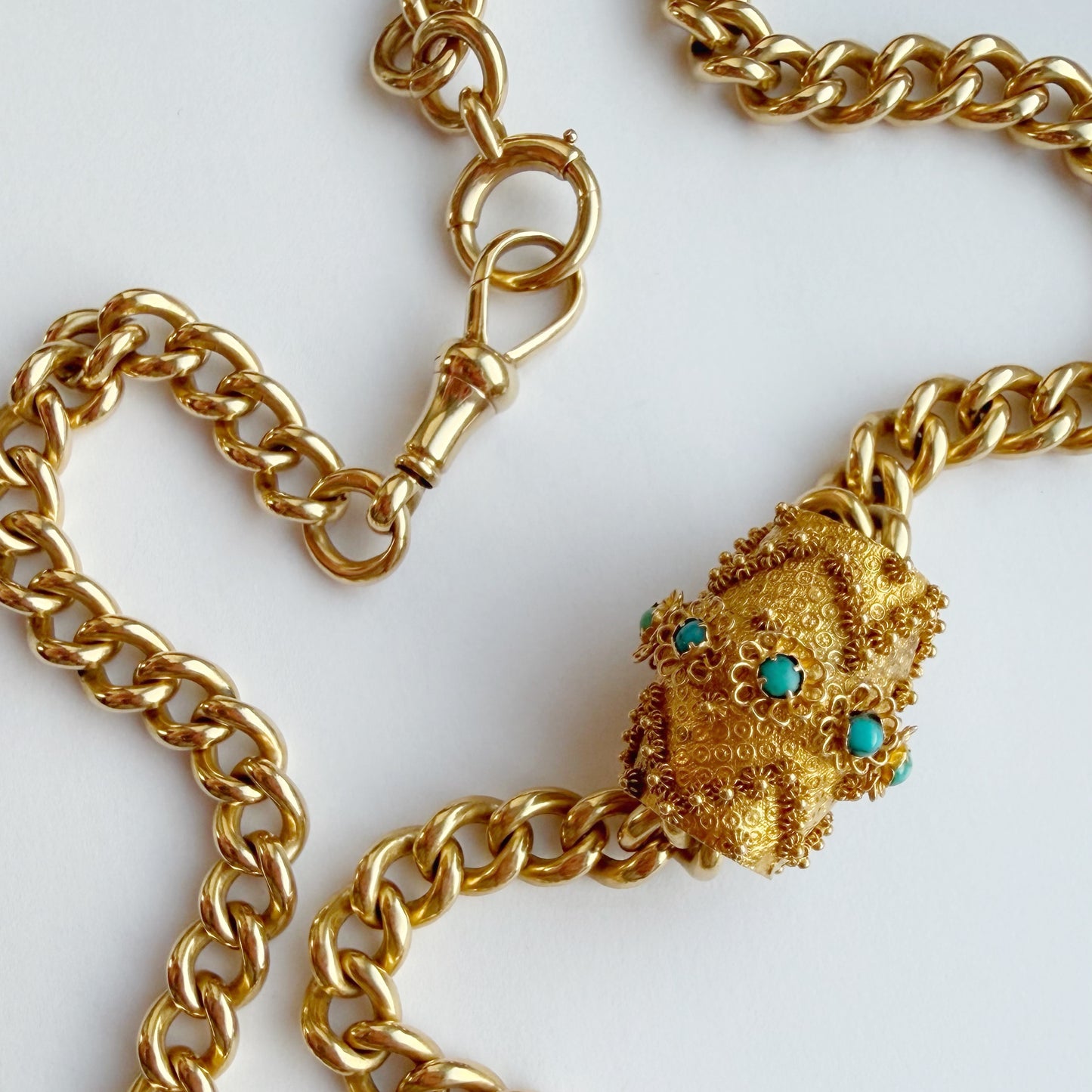Georgian high carat & turquoise slider