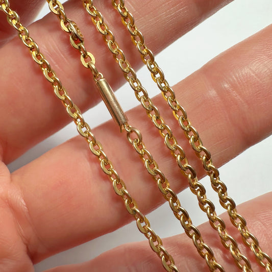 Antique 9ct gold flat cable link chain