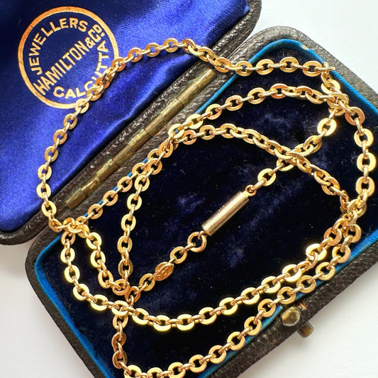 Antique 9ct gold flat cable link chain