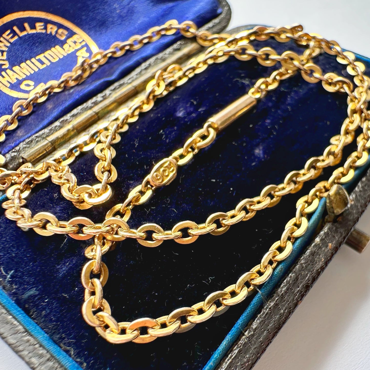 Antique 9ct gold flat cable link chain