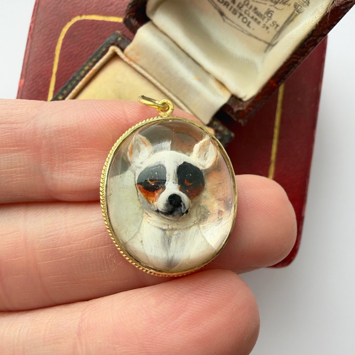 Antique 15ct gold Essex Crystal Dog Pendant