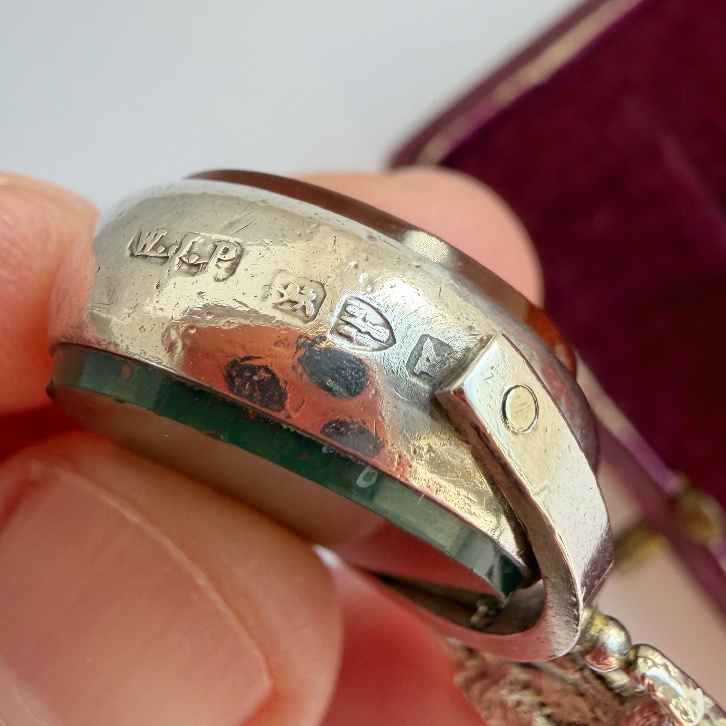 Antique silver lion fob pendant