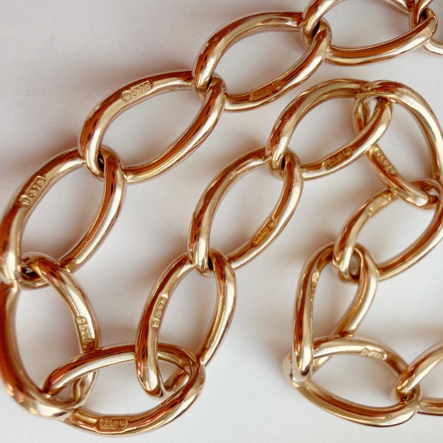 Antique 9ct rose gold open curb link bracelet