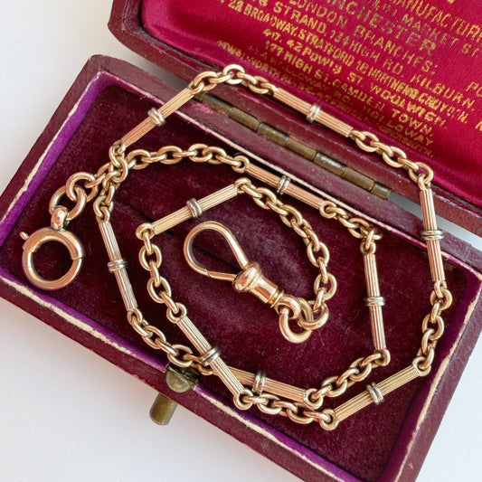 Antique 9ct rosy gold Albert watch chain