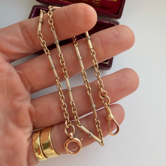 Antique 9ct rosy gold Albert watch chain