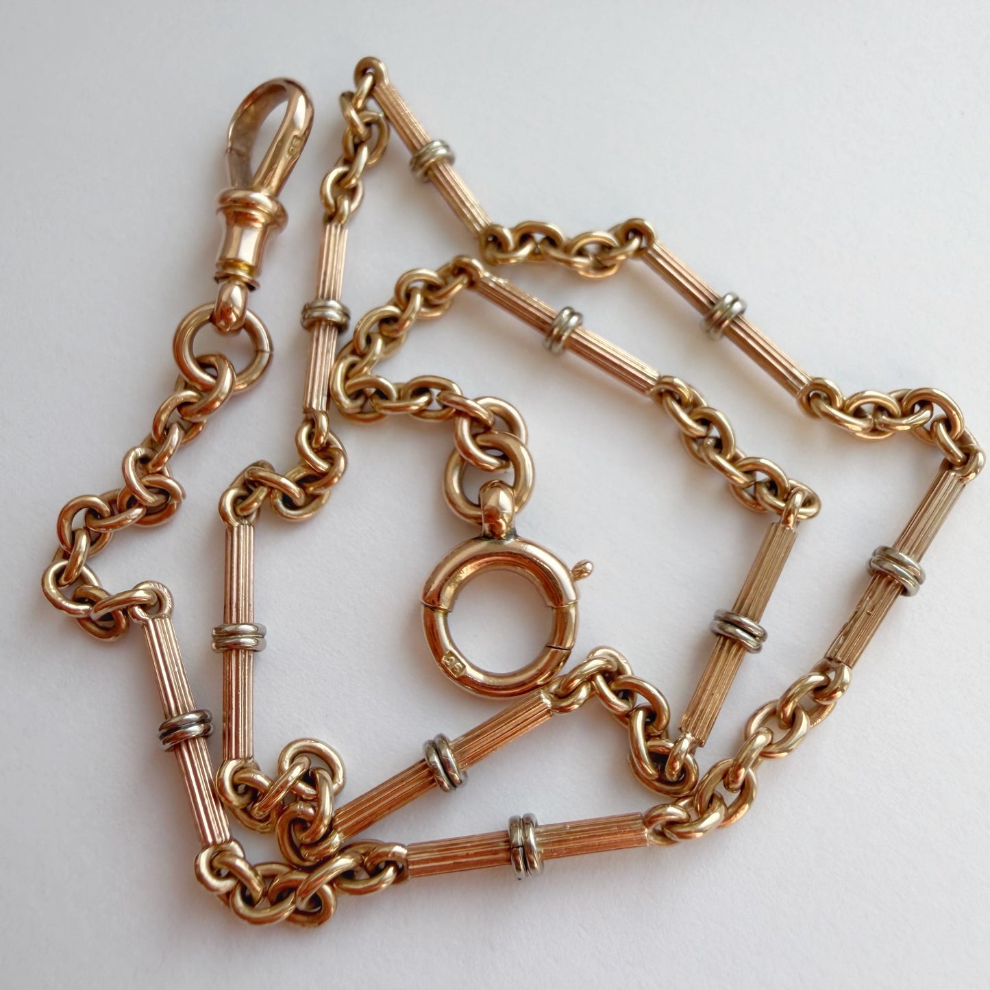 Antique 9ct rosy gold Albert watch chain