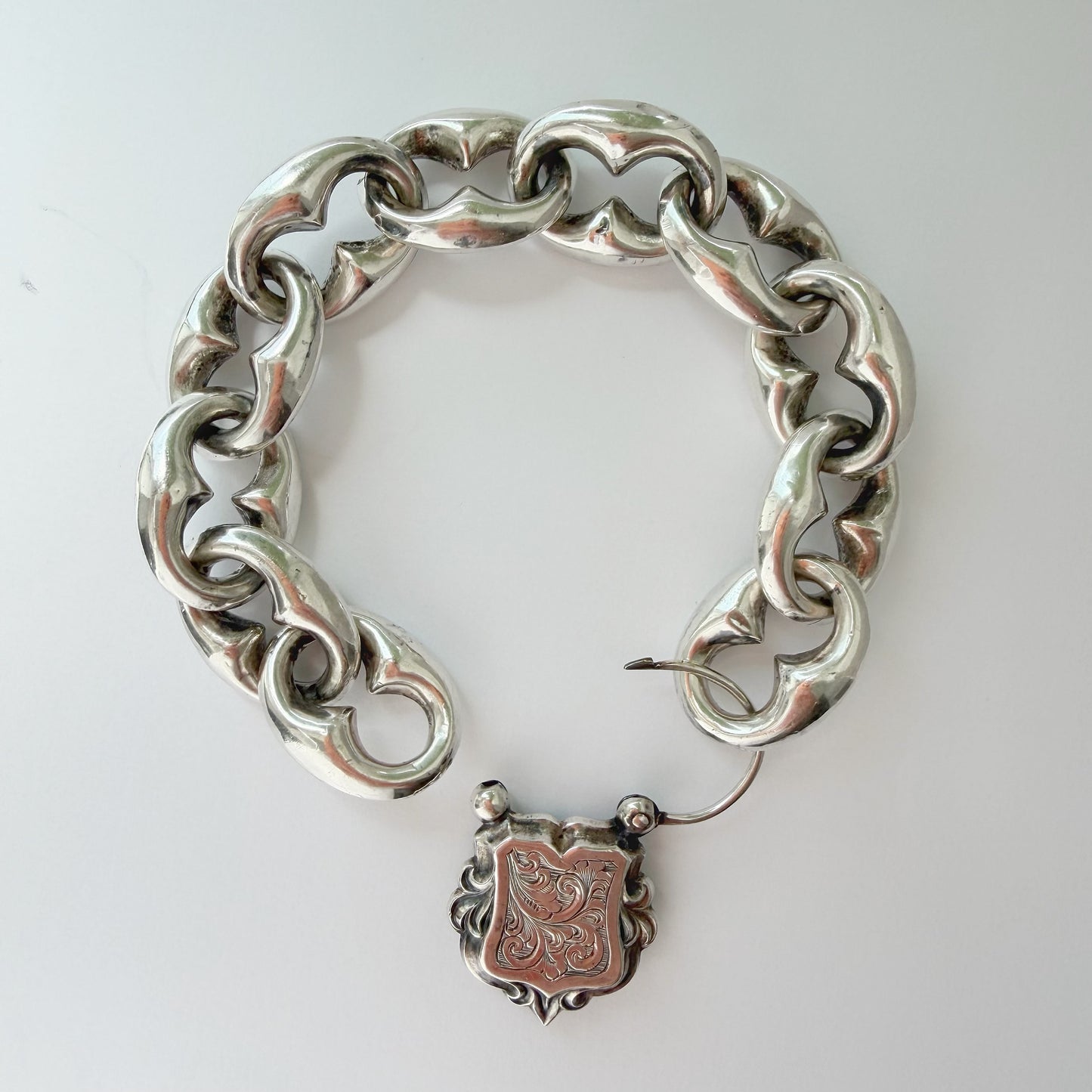 Antique silver fancy mariner link bracelet