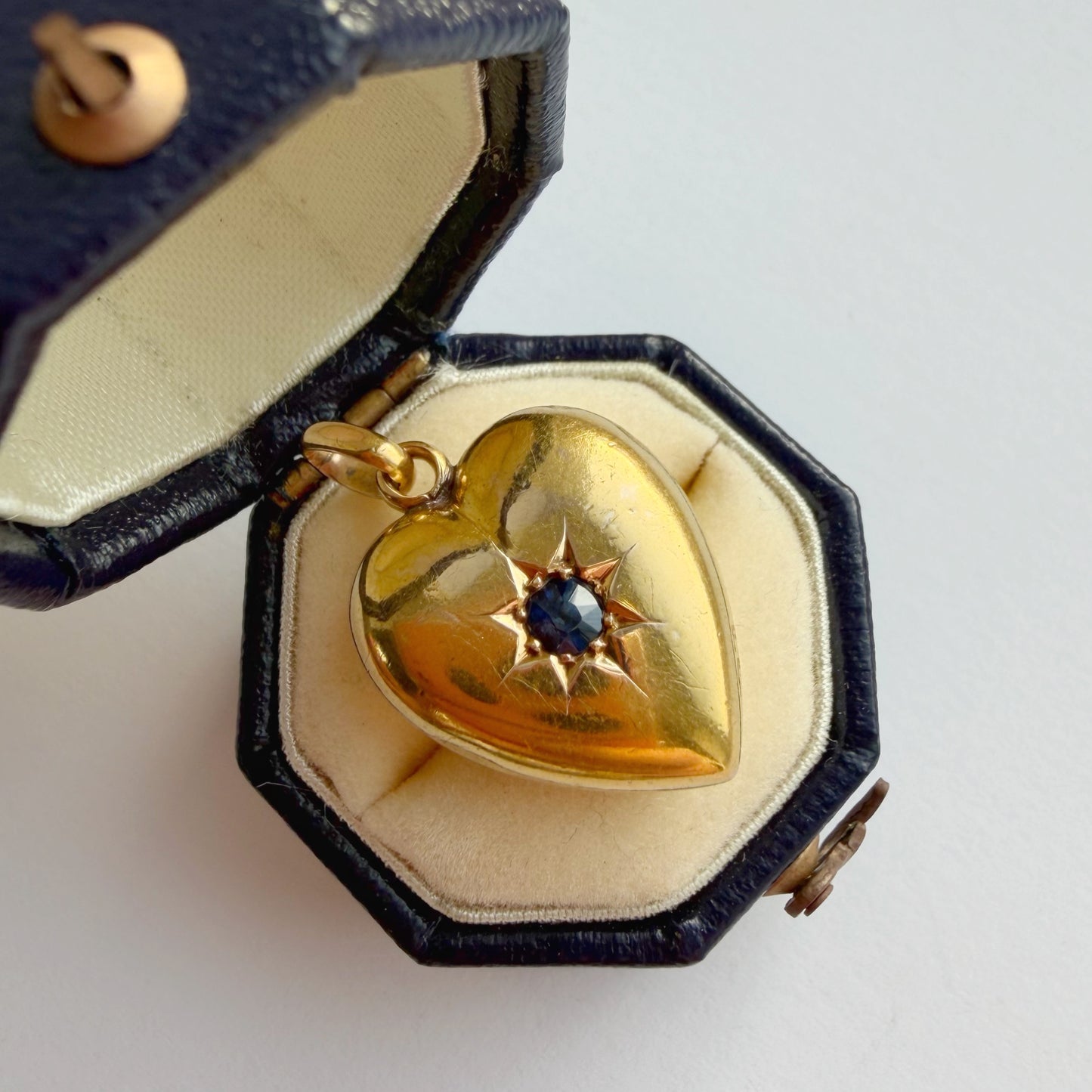 Antique 15ct gold & sapphire heart charm