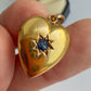 Antique 15ct gold & sapphire heart charm
