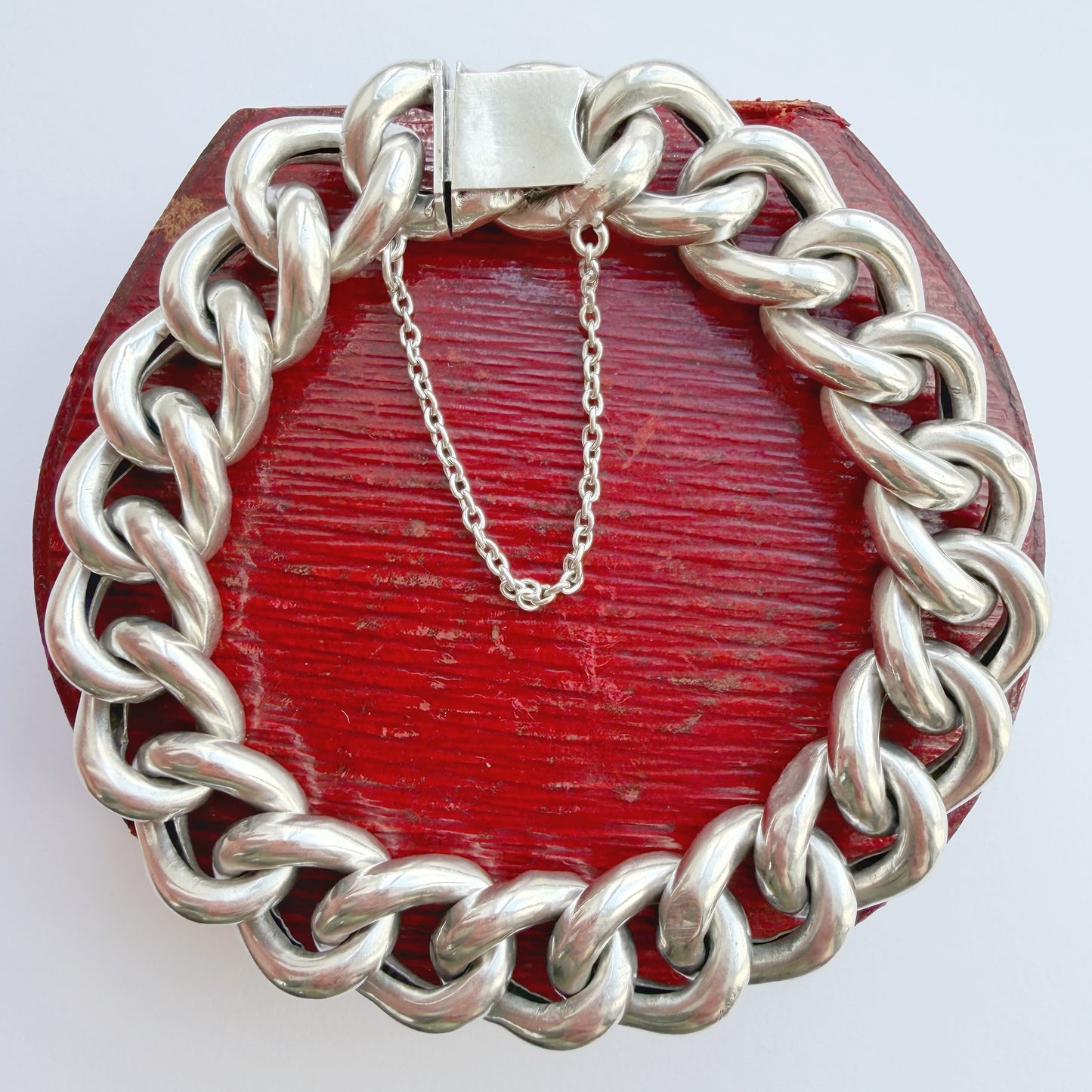 Antique decorative silver curb bracelet