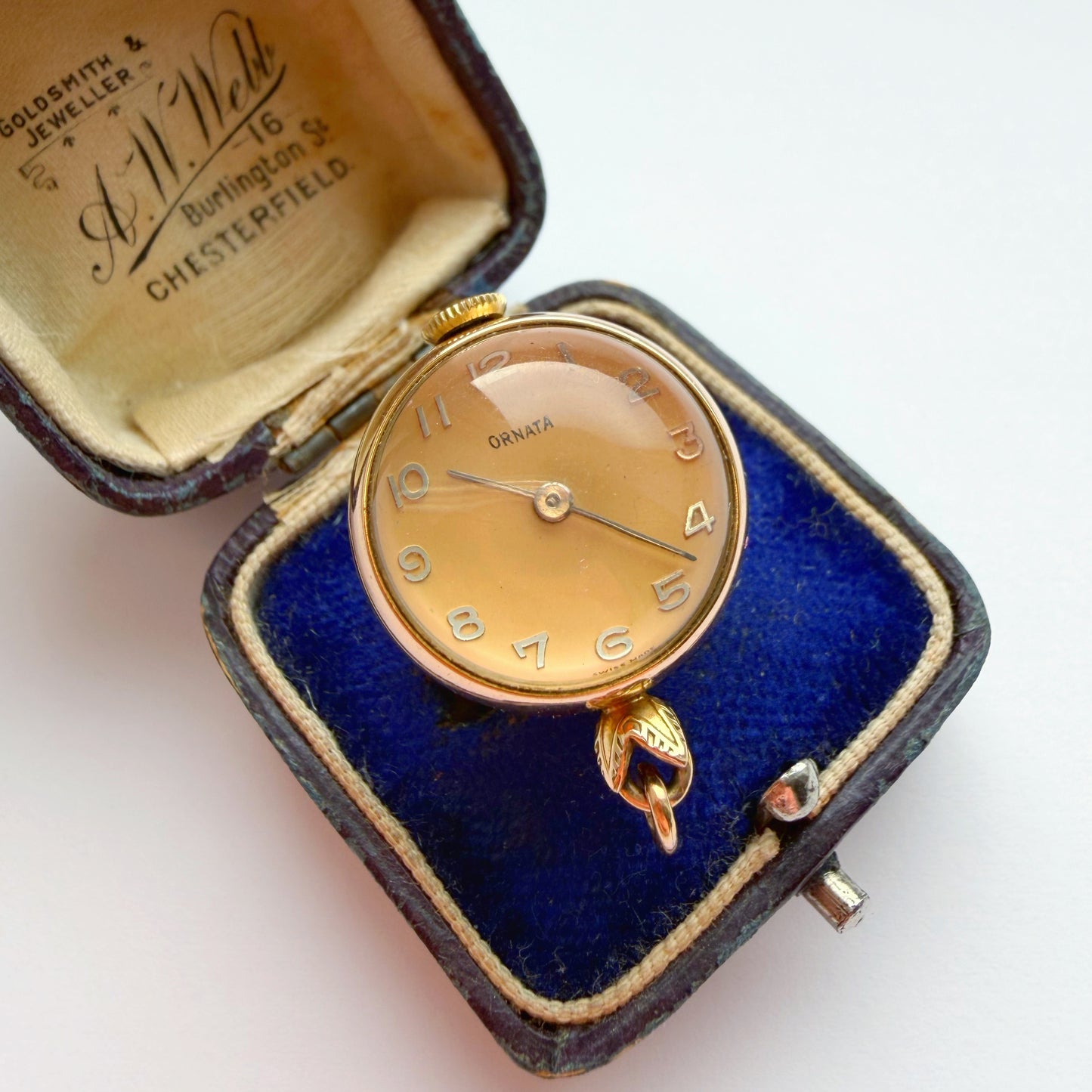 Vintage 18ct gold & glass orb pocket watch pendant