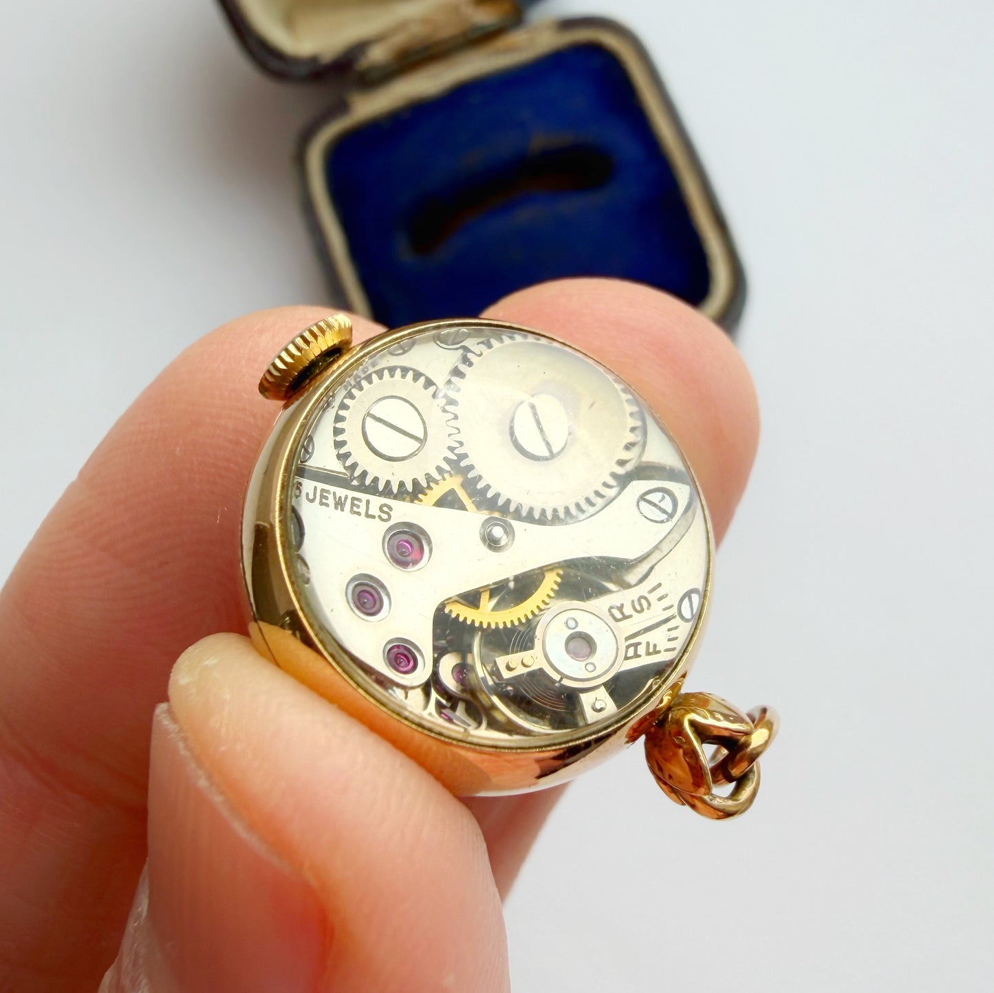 Vintage 18ct gold & glass orb pocket watch pendant