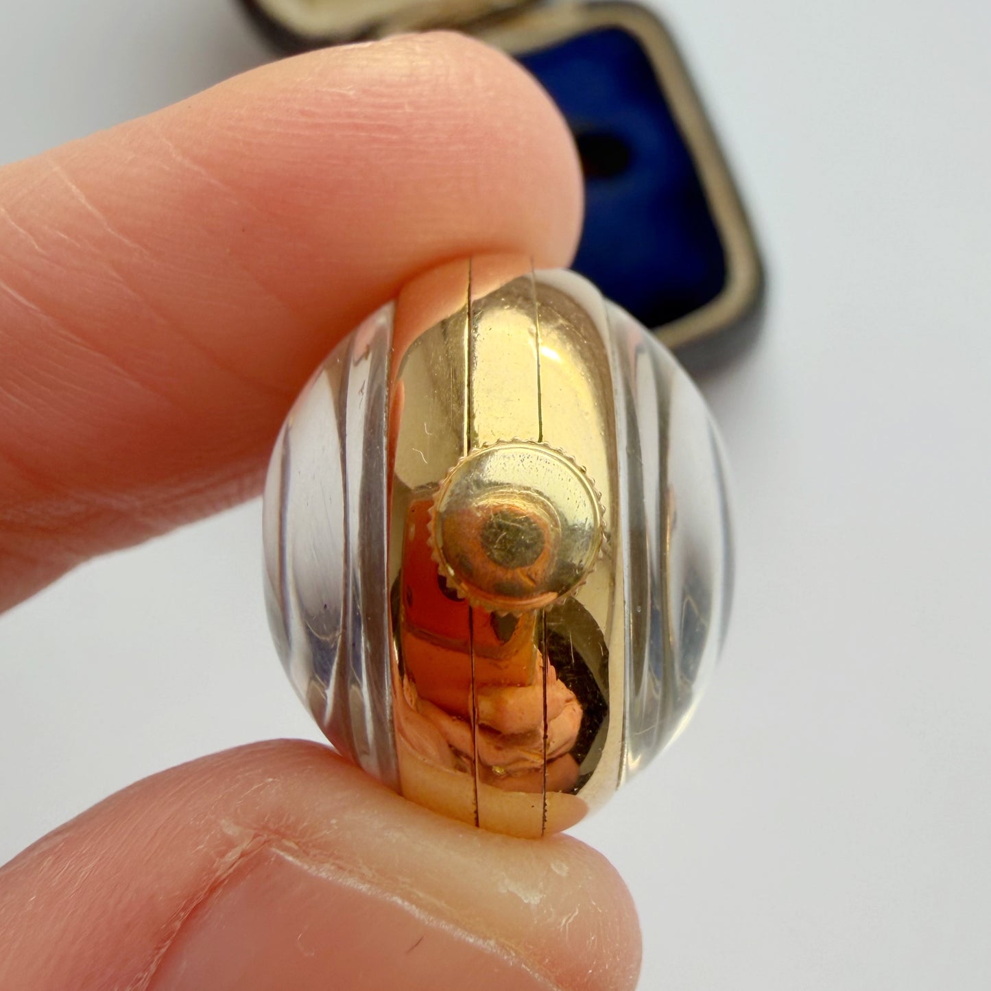 Vintage 18ct gold & glass orb pocket watch pendant