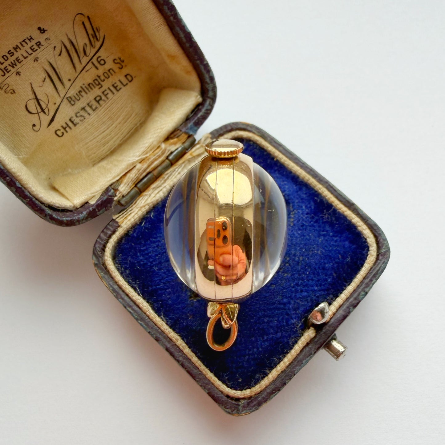 Vintage 18ct gold & glass orb pocket watch pendant