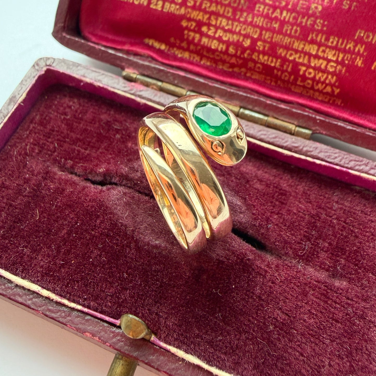 Antique 15ct gold & emerald snake ring