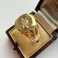 Antique 18ct gold & old cut diamond starburst signet ring