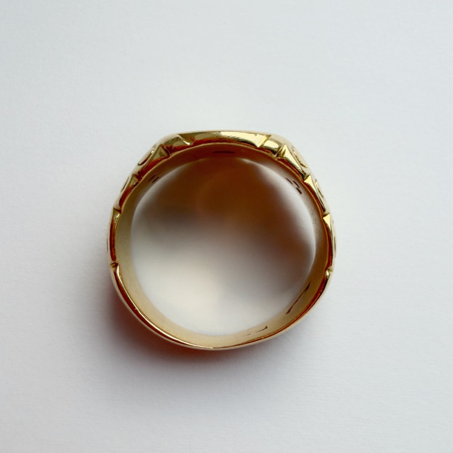 Antique 18ct gold & old cut diamond starburst signet ring