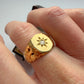 Antique 18ct gold & old cut diamond starburst signet ring
