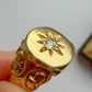 Antique 18ct gold & old cut diamond starburst signet ring