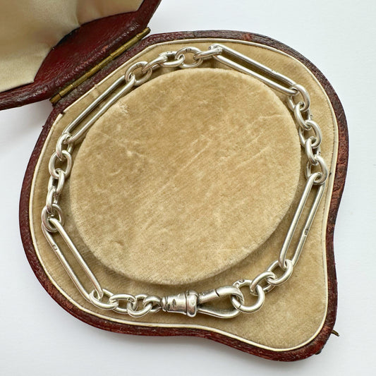 Antique Sterling silver trombone link bracelet