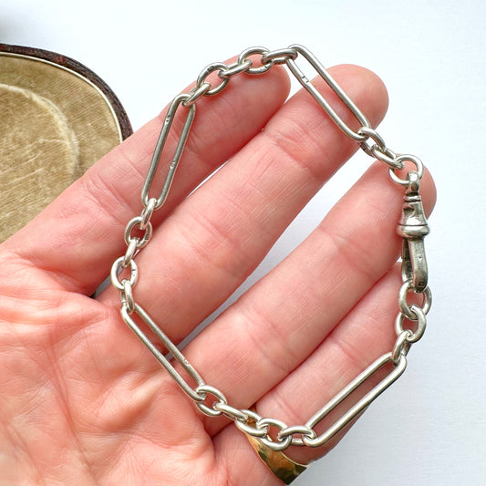 Antique Sterling silver trombone link bracelet