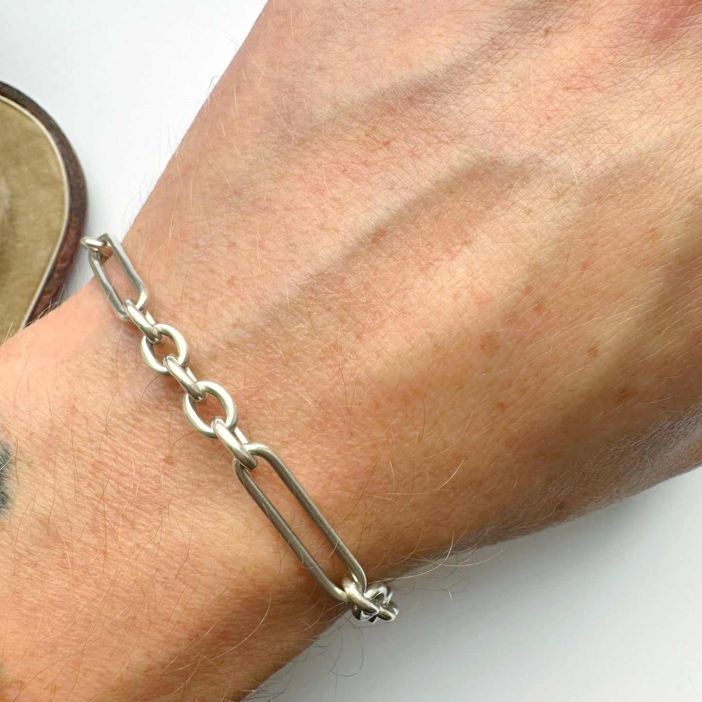 Antique Sterling silver trombone link bracelet