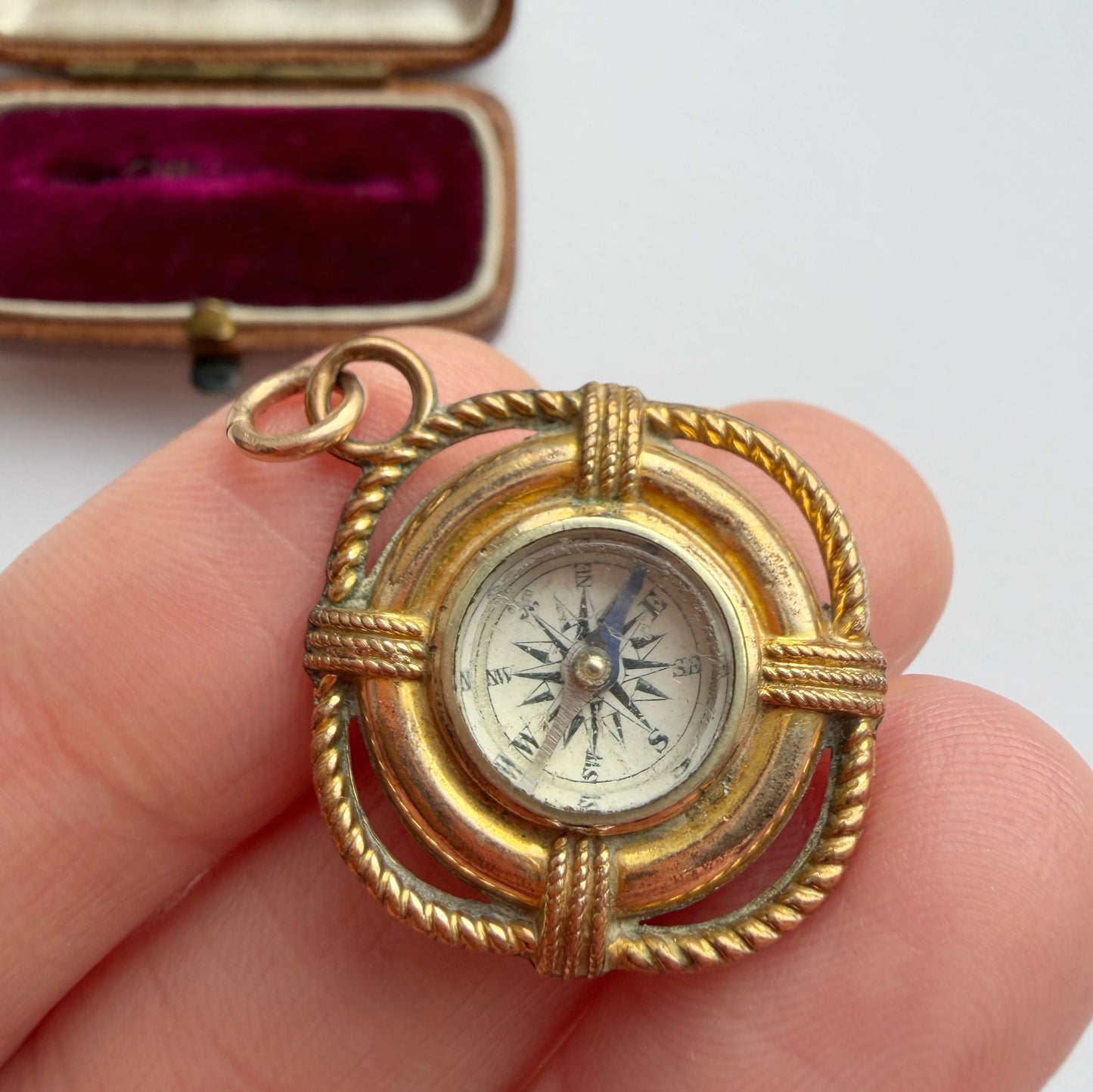 Victorian gilt metal life buoy compass