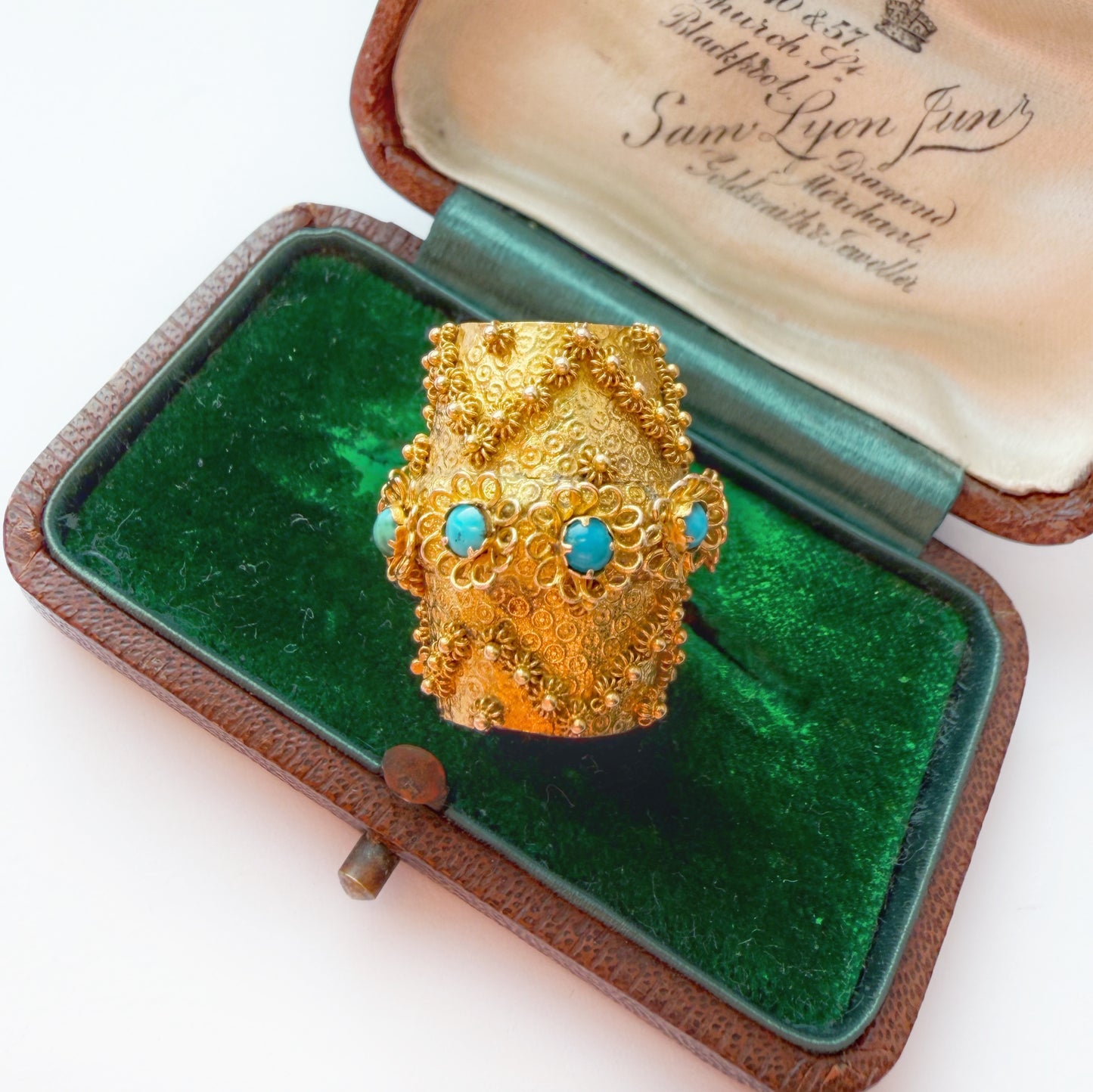 Georgian high carat & turquoise slider