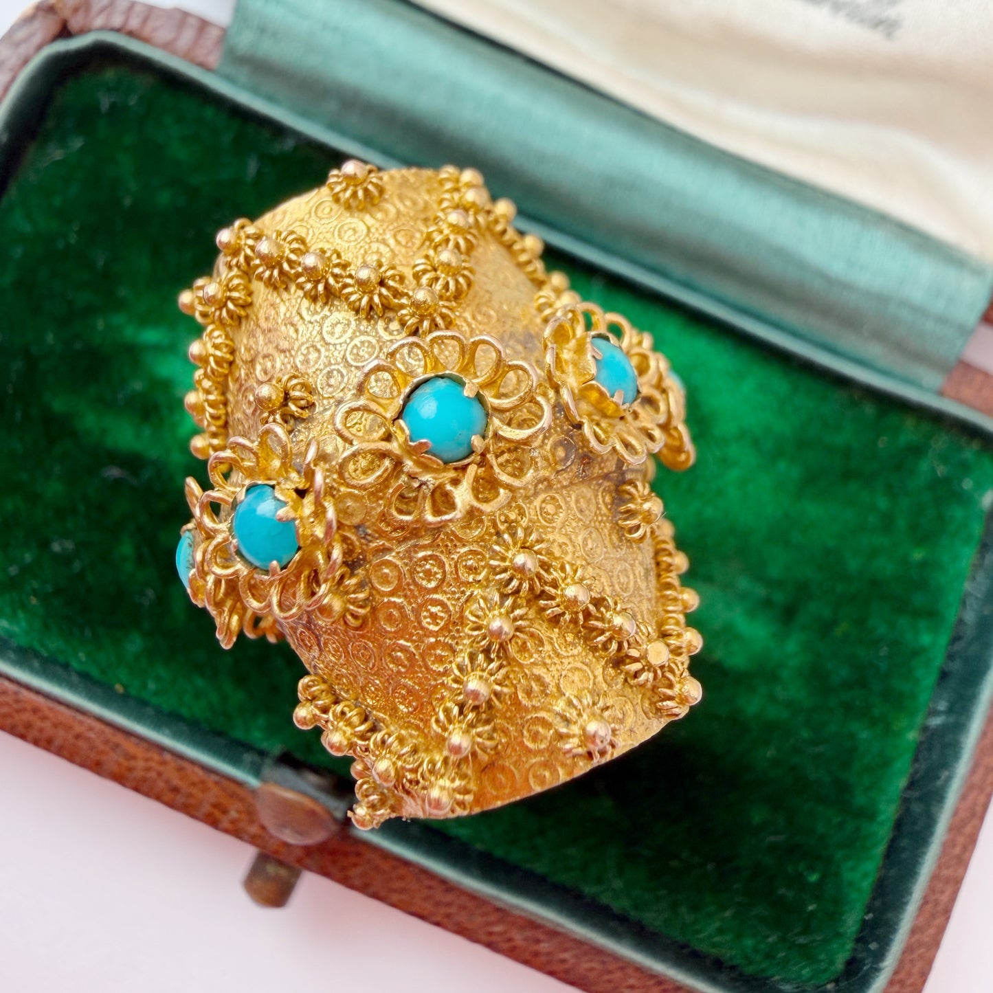 Georgian high carat & turquoise slider