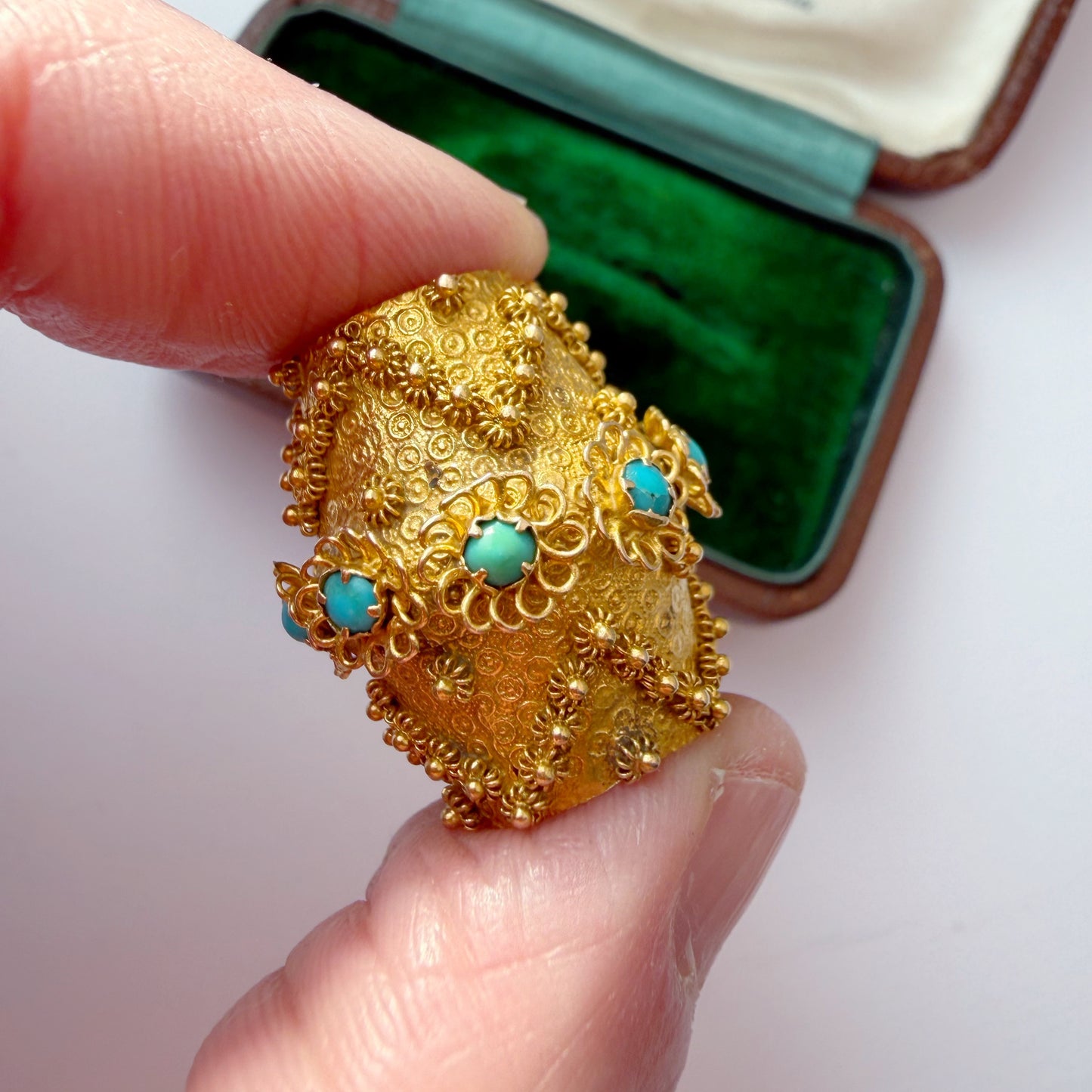 Georgian high carat & turquoise slider