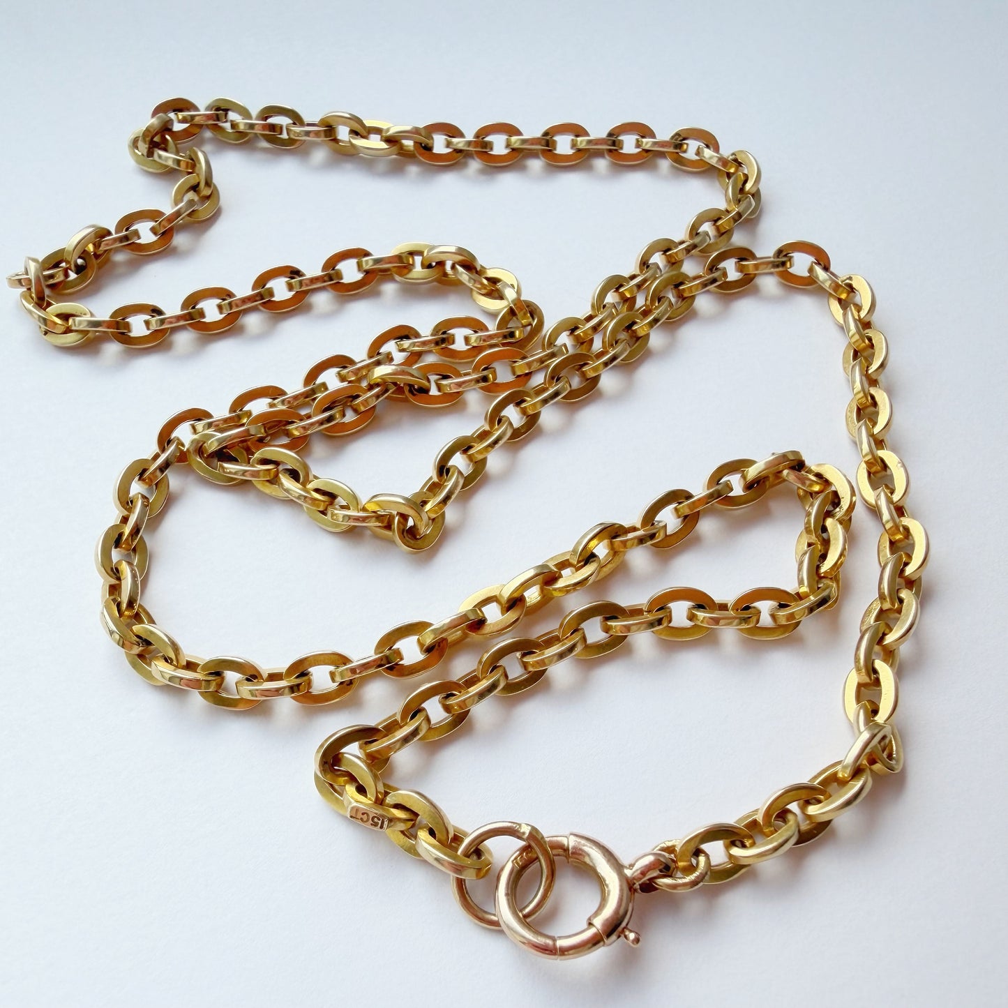 Antique 15ct gold flat cable link chain