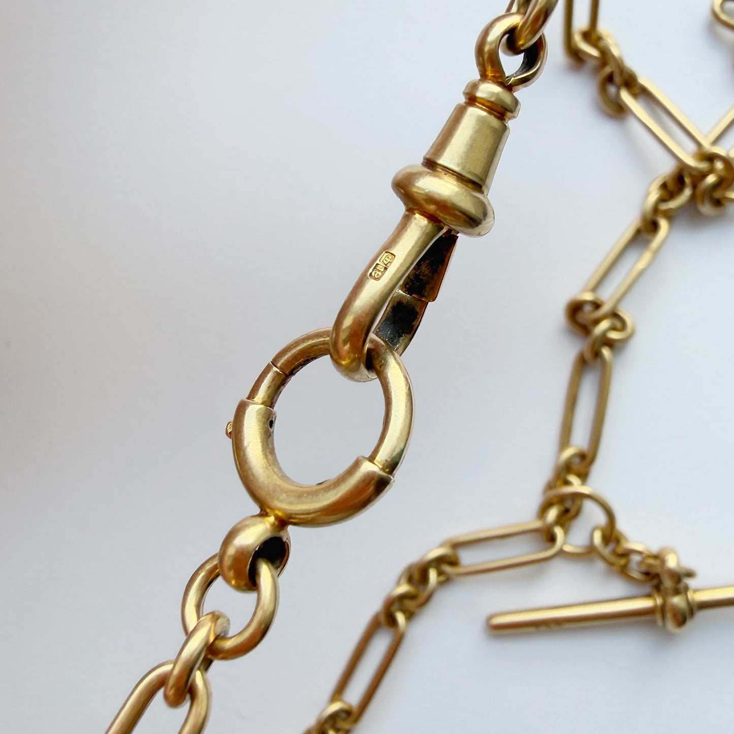 Antique 18ct gold fetter/mini trombone Albert chain
