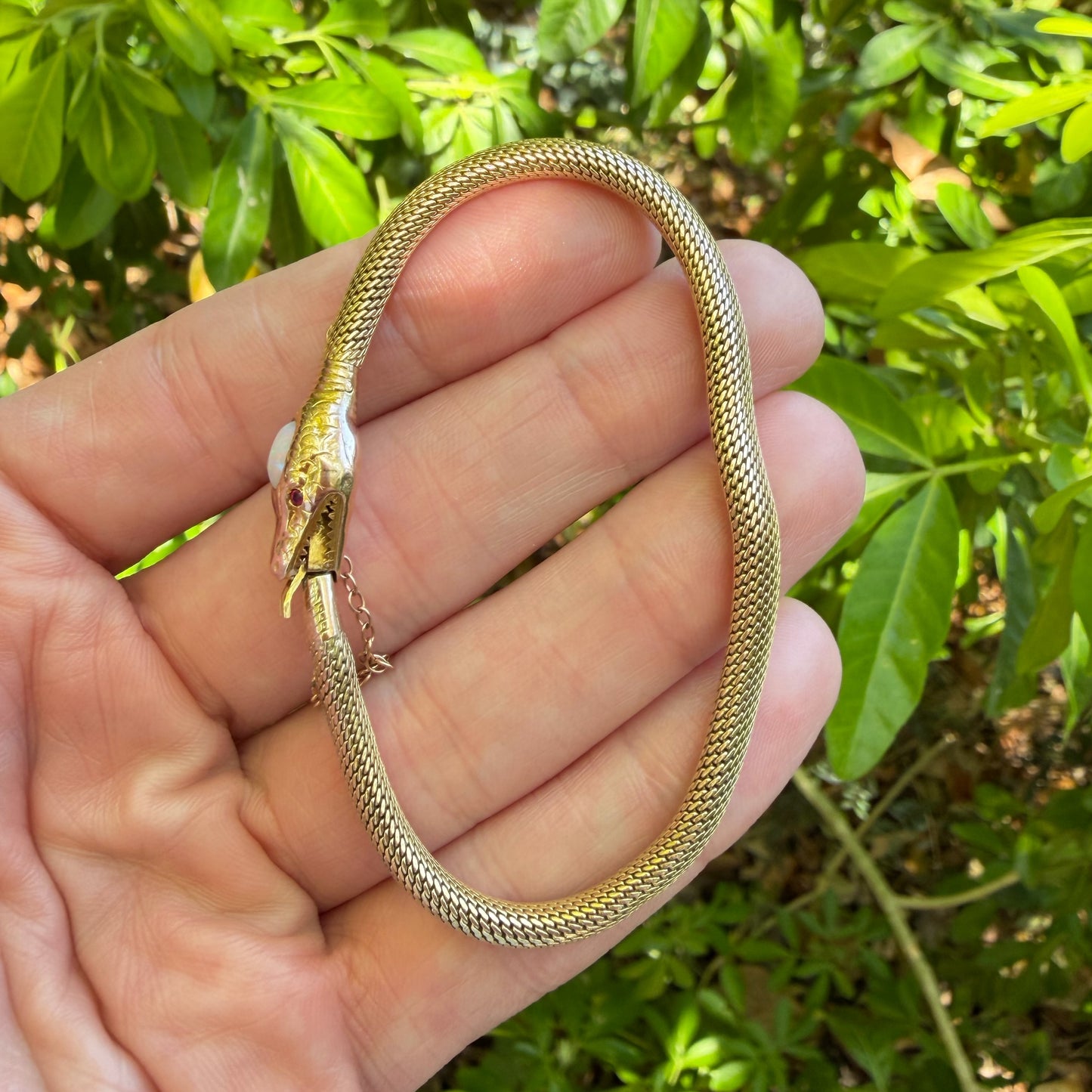 Antique 9ct gold ouroboros gold snake bracelet