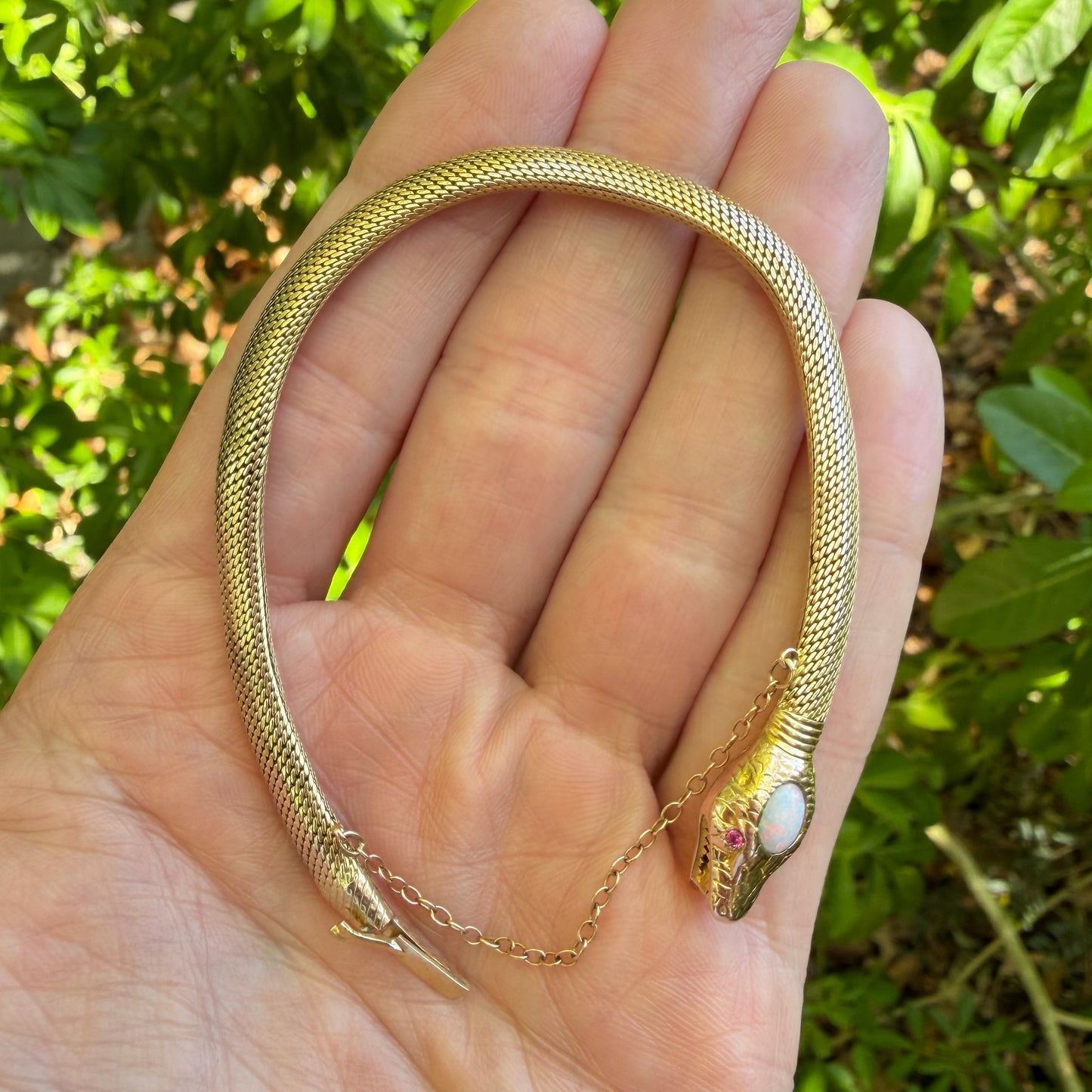 Antique 9ct gold ouroboros gold snake bracelet